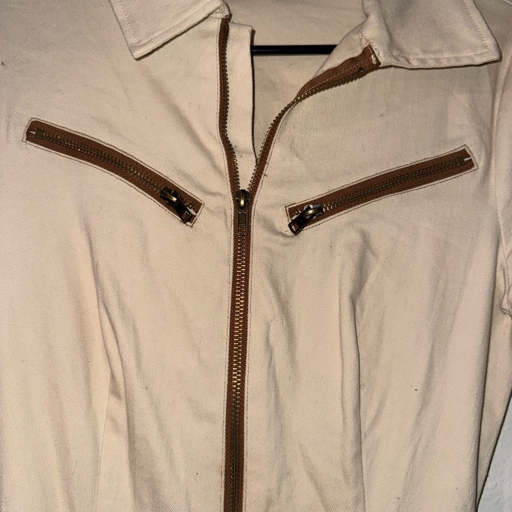 Fashion Nova Cream Jumpsuit with Brown Accents - Picture 2 of 4